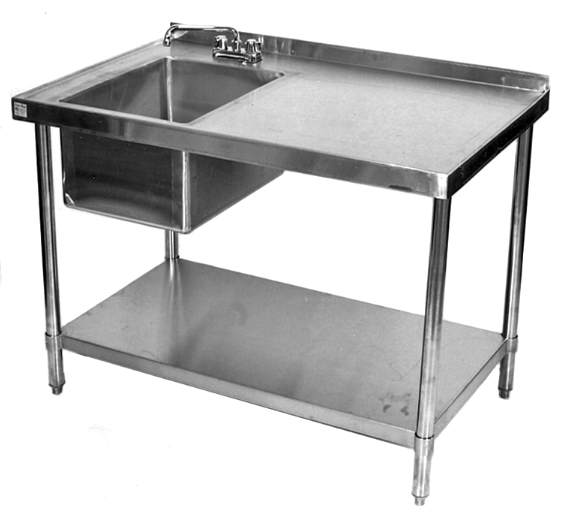 stainless table with prep sink