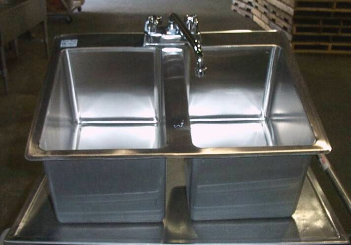 2 compartment stainless steel commercial drop in sink